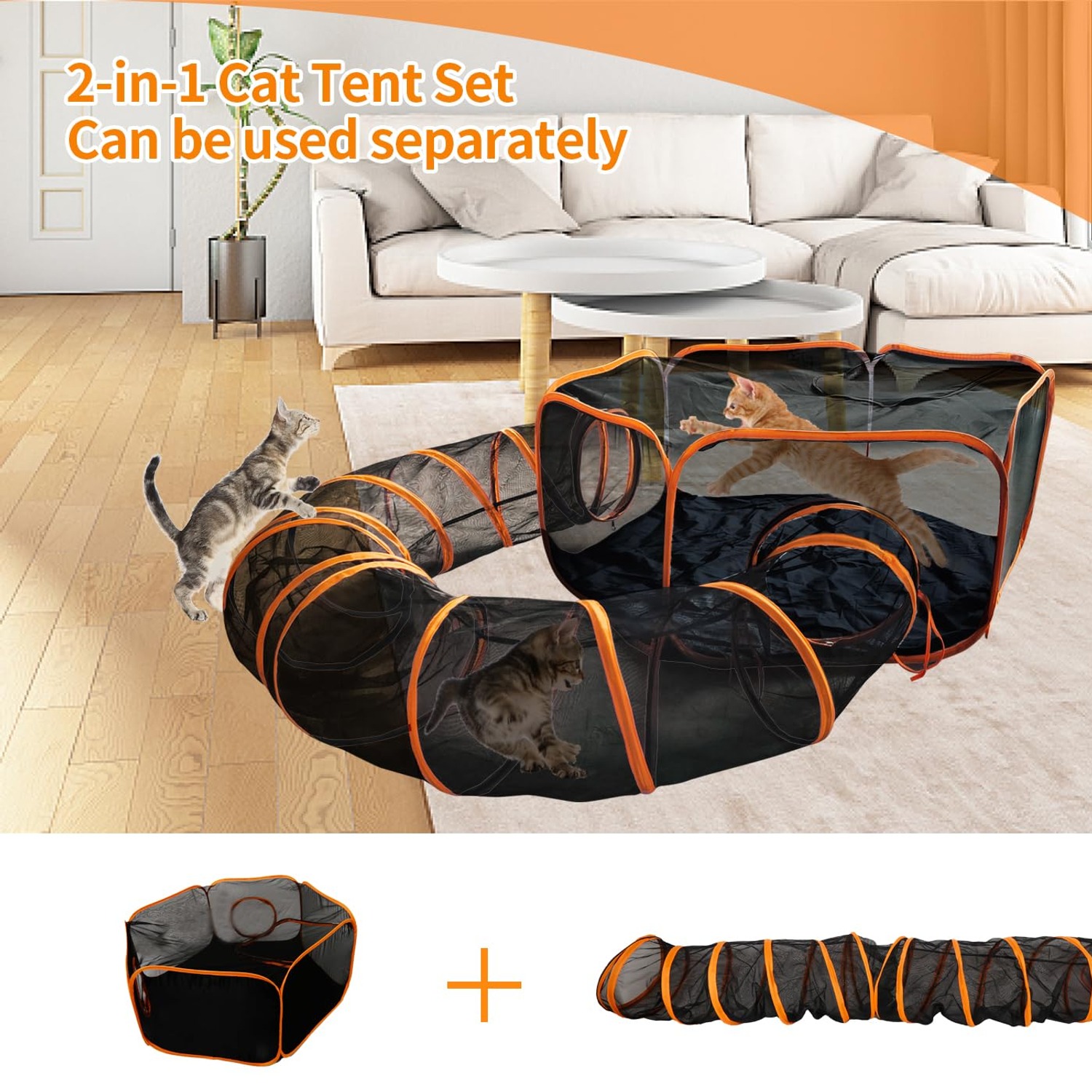 Foldable Cat Enclosure with Play Tunnel: image 2