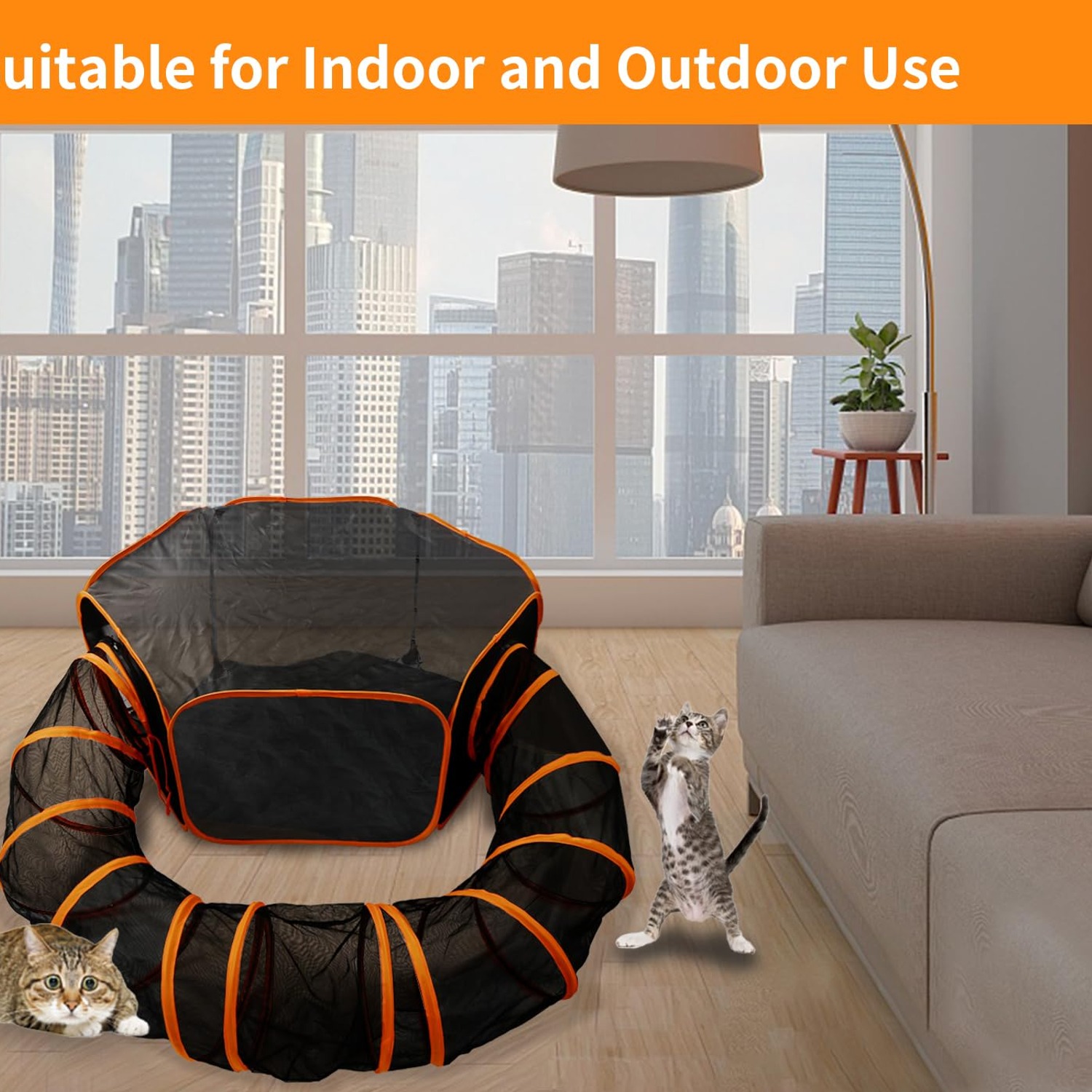 Foldable Cat Enclosure with Play Tunnel: image 4