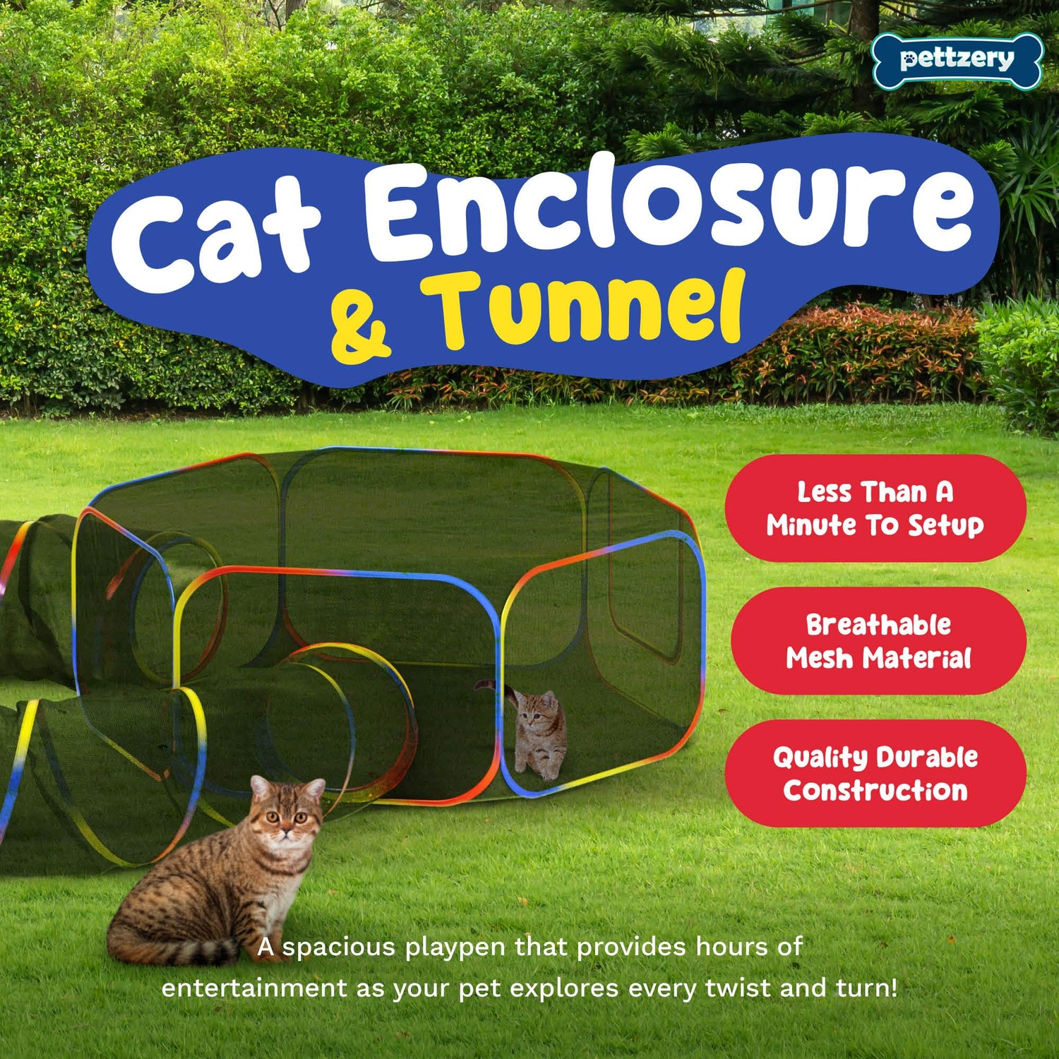 Pettzery Portable Catio with Play Tunnel: image 2